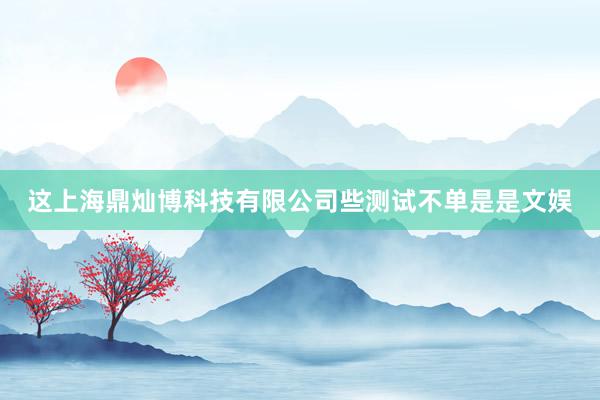 这上海鼎灿博科技有限公司些测试不单是是文娱