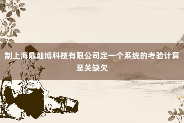 制上海鼎灿博科技有限公司定一个系统的考验计算至关缺欠